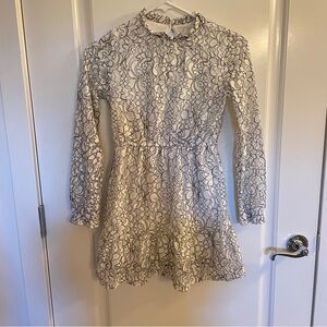 Art class - White and Black Lace Long Sleeve Dress. Girls 7/8